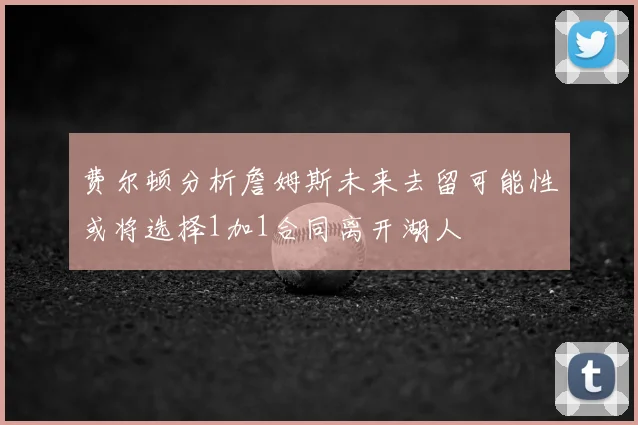 费尔顿分析詹姆斯未来去留可能性或将选择1加1合同离开湖人